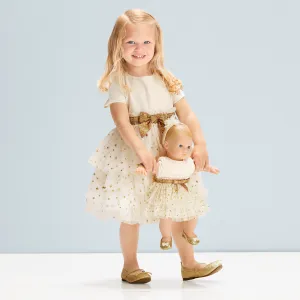 Golden Twinkle Dress for Little Girls & Bitty Baby Dolls