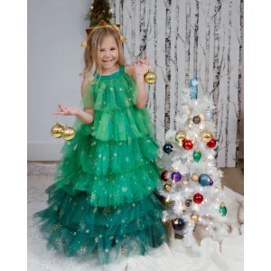 Great Pretenders Christmas Tree Dress with Headpiece, SIZE US 3-4