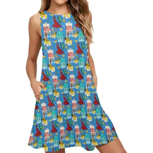 Roger's Car Toon Spin Sleeveless A-Line Pocket Dress