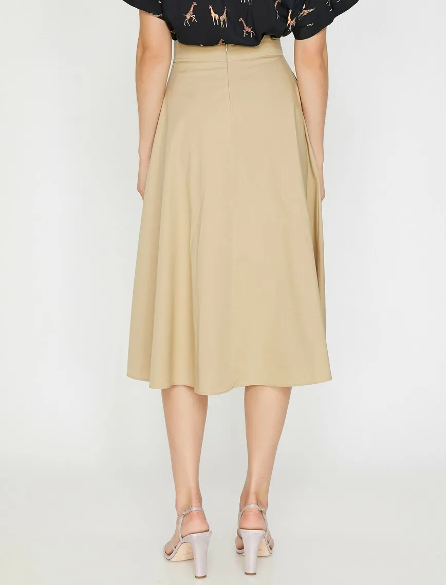 12028 Stone Tie Waist Midi Skirt