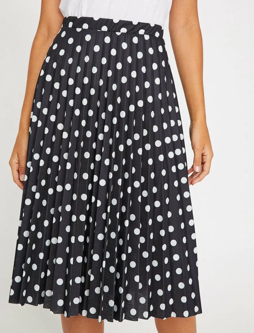 12290 Black Patterned Midi Skirt