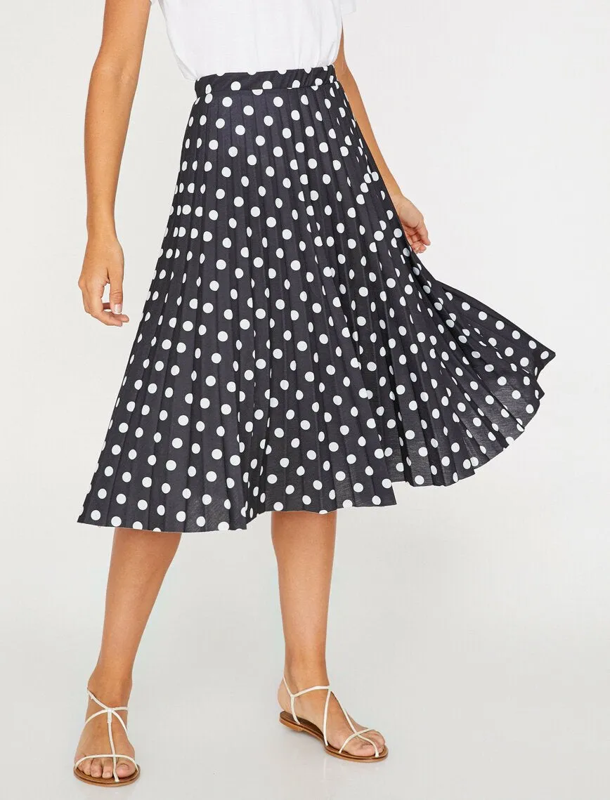 12290 Black Patterned Midi Skirt