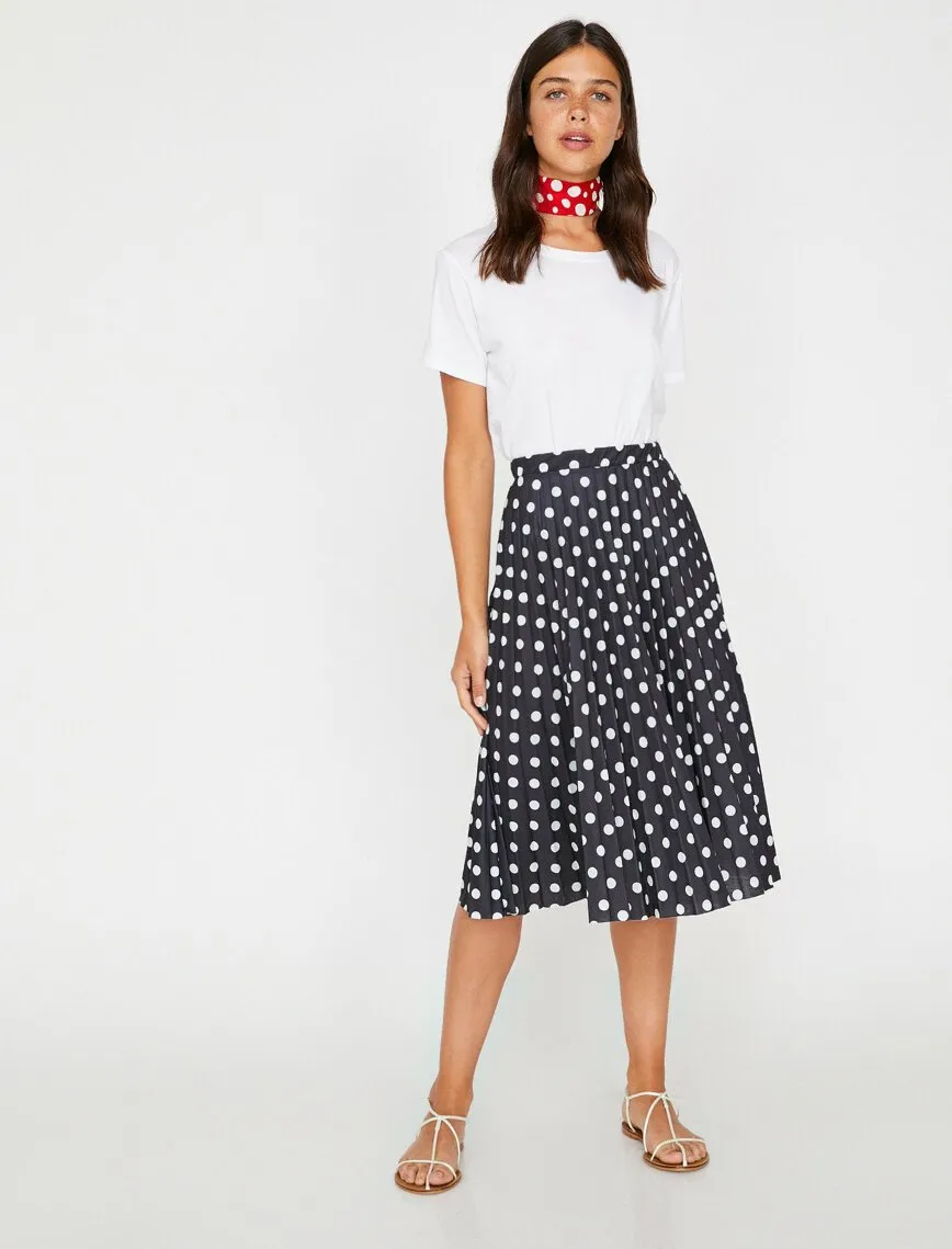 12290 Black Patterned Midi Skirt