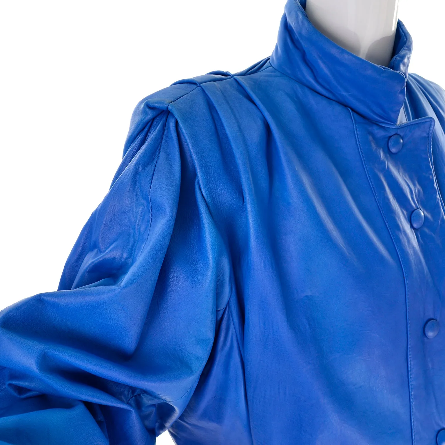 1980s Blue Lambskin Leather Avant Garde Skirt & Jacket