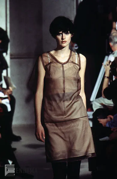 1997 Mesh Strap Top with Asymmetric Lace Application