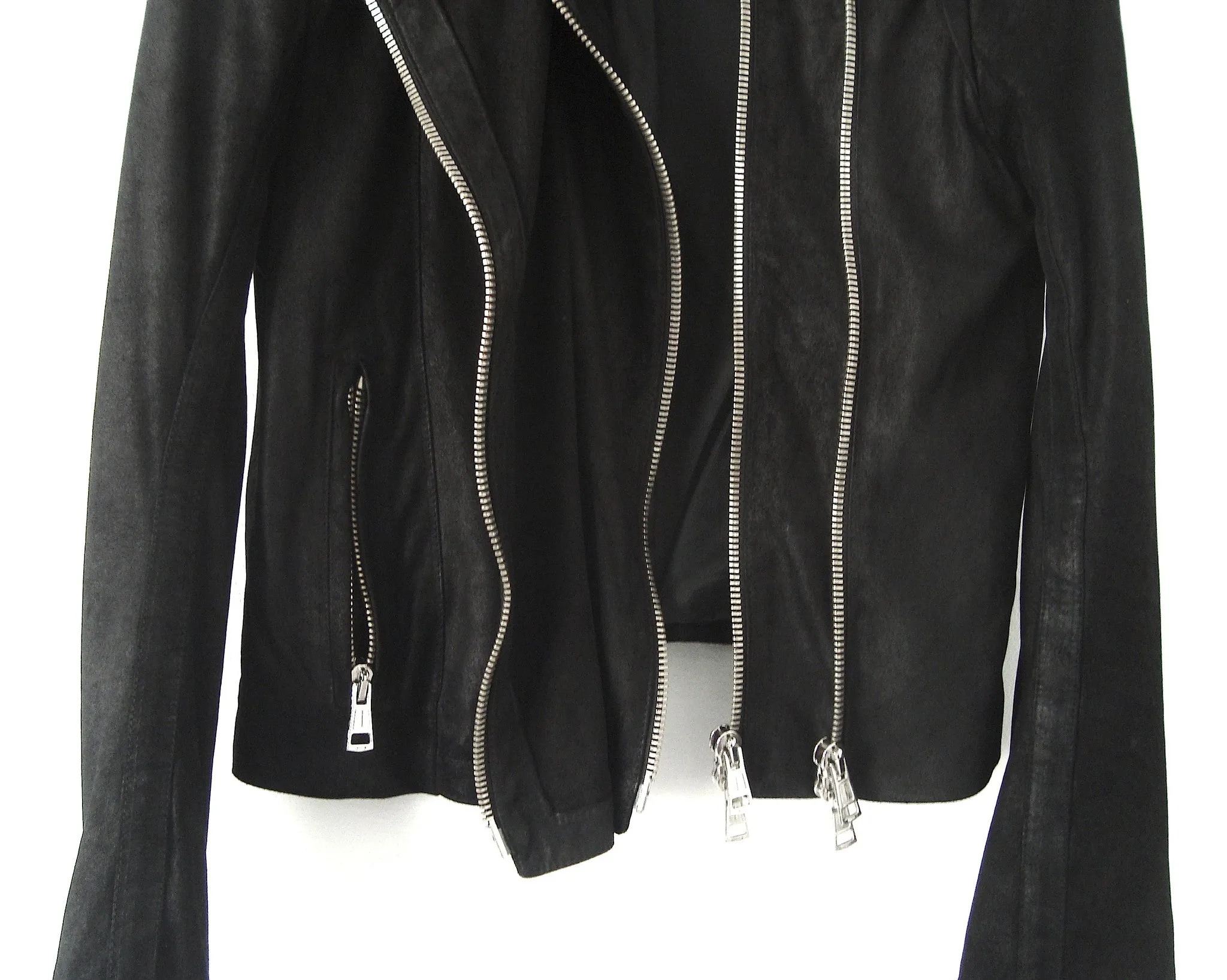 2012 Nubuck Leather 'Angelina' Biker Jacket with Double Zipper