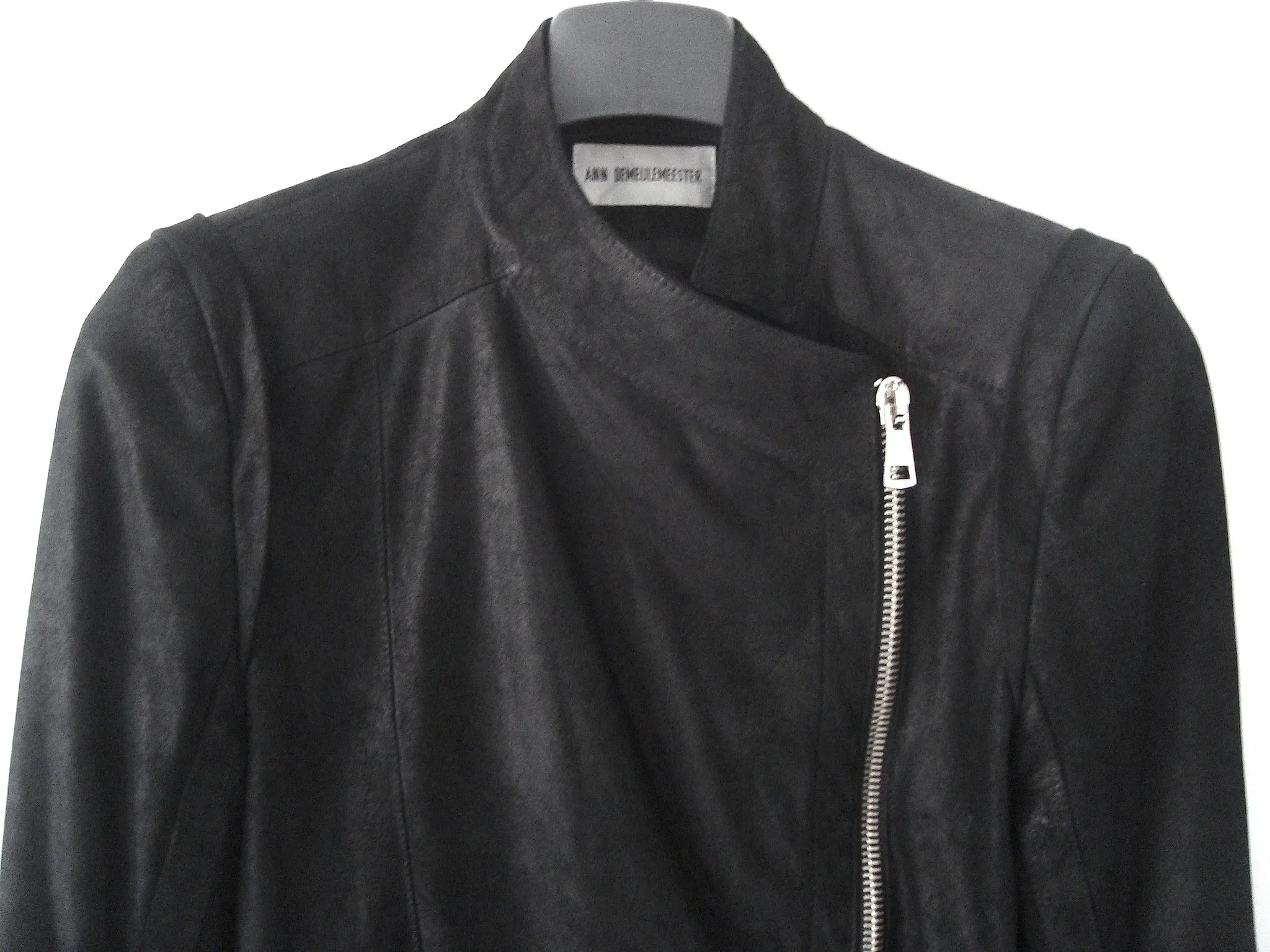 2012 Nubuck Leather 'Angelina' Biker Jacket with Double Zipper