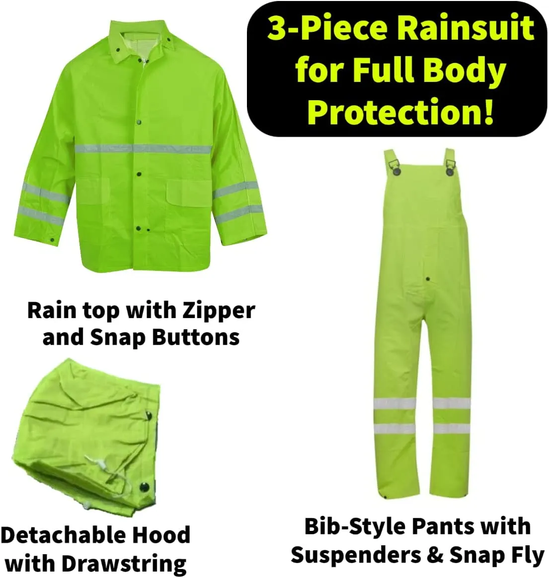 3-Piece Reflective Rain Suit