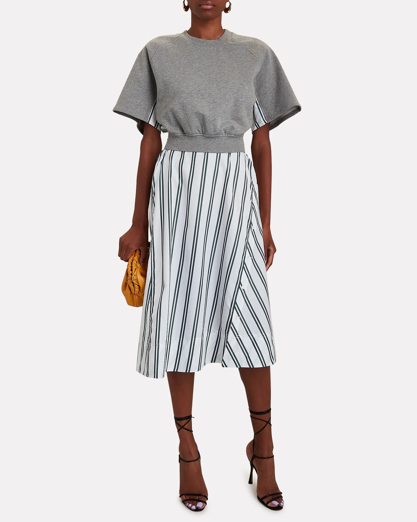 3.1 Phillip Lim Striped Cotton French Terry Midi Dress