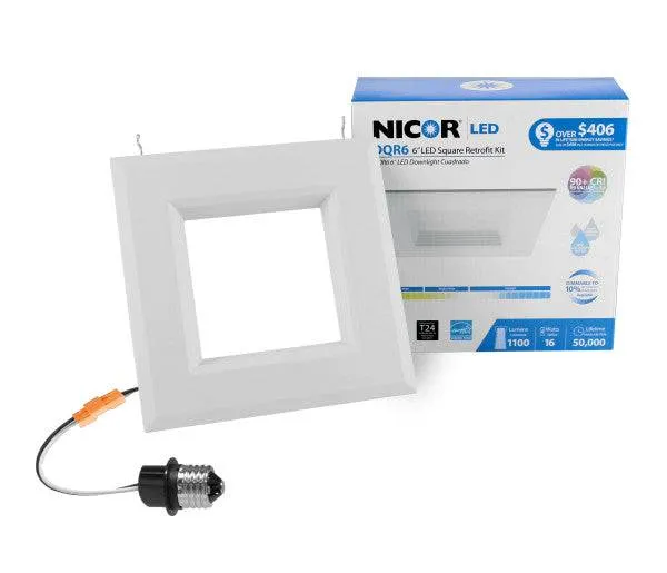 6 in. White Square LED Recessed Downlight in 3000K