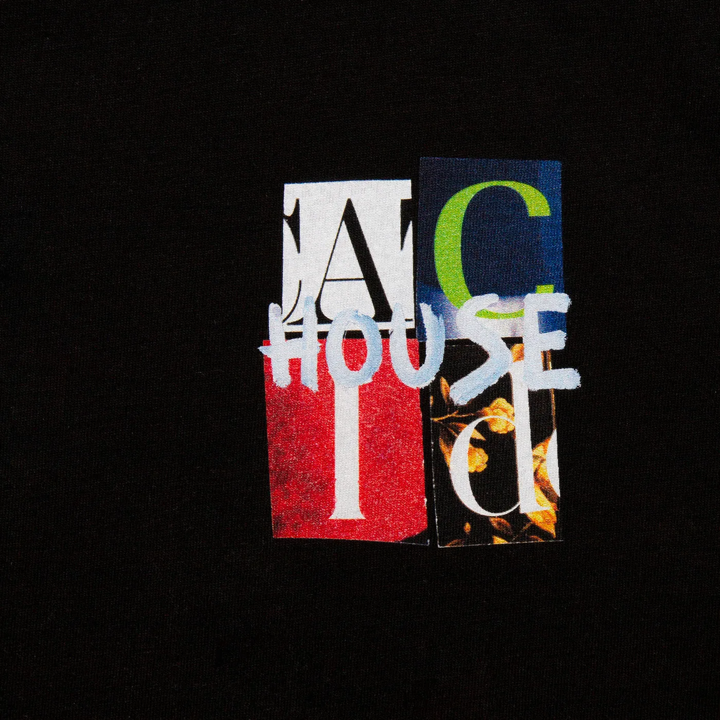 Acid House Cut Portrait Front Print - Tshirt - Black