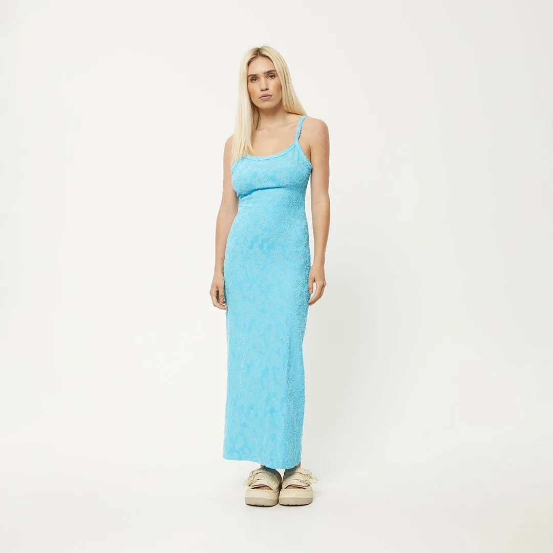 AFENDS Womens Moon - Terry Maxi Dress - Blue Daisy