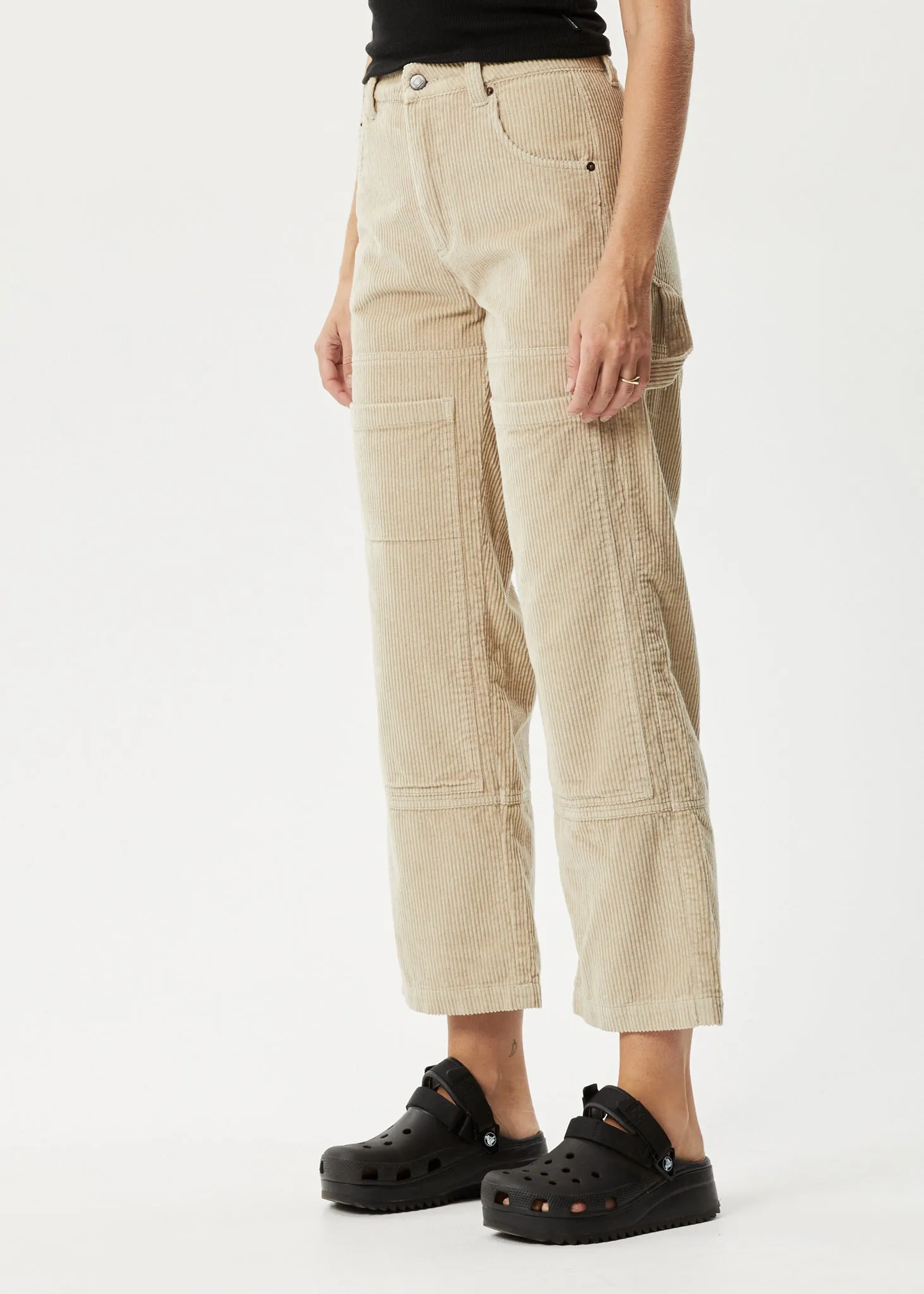 AFENDS Womens Paradise Moss - Corduroy Pants - Dark Ecru