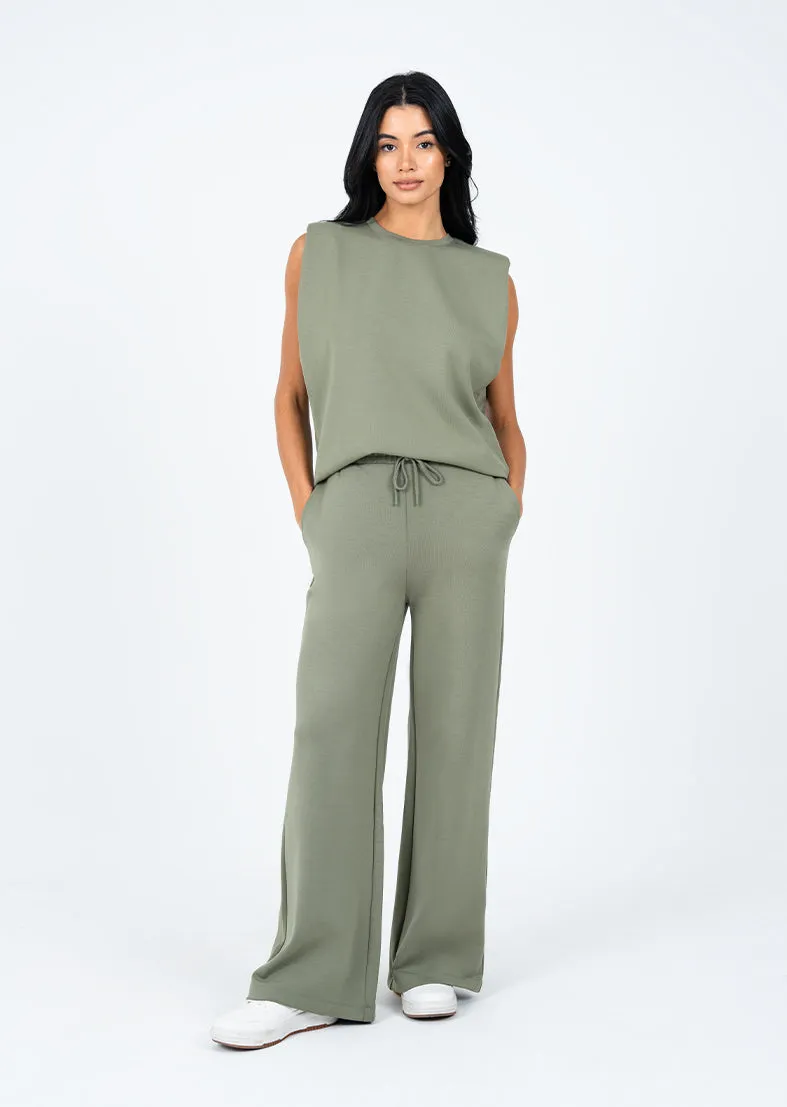 All-Around Lounge Padded Shoulder Tee Khaki FINAL SALE