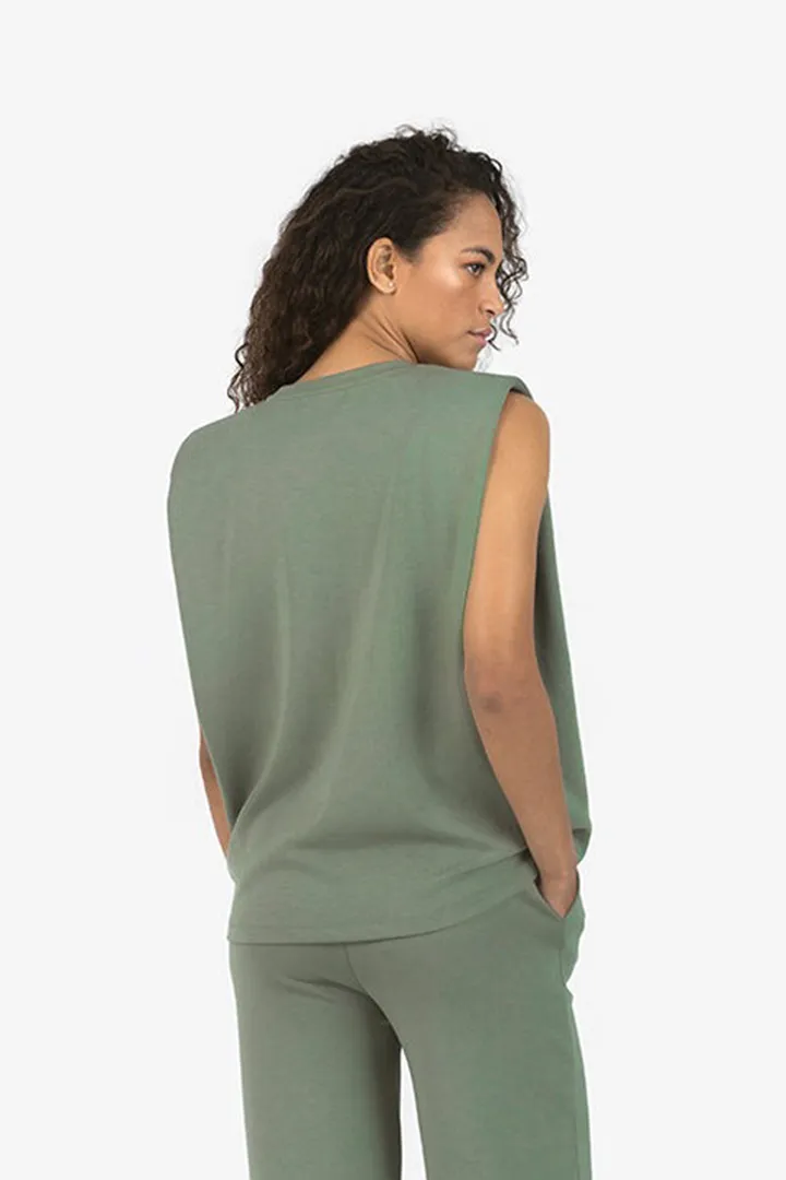 ALL AROUND LOUNGE PADDED SHOULDER TEE - KHAKI