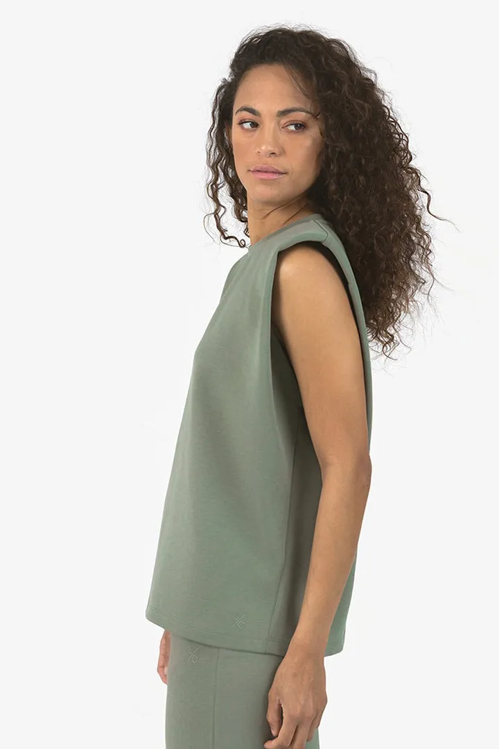 ALL AROUND LOUNGE PADDED SHOULDER TEE - KHAKI