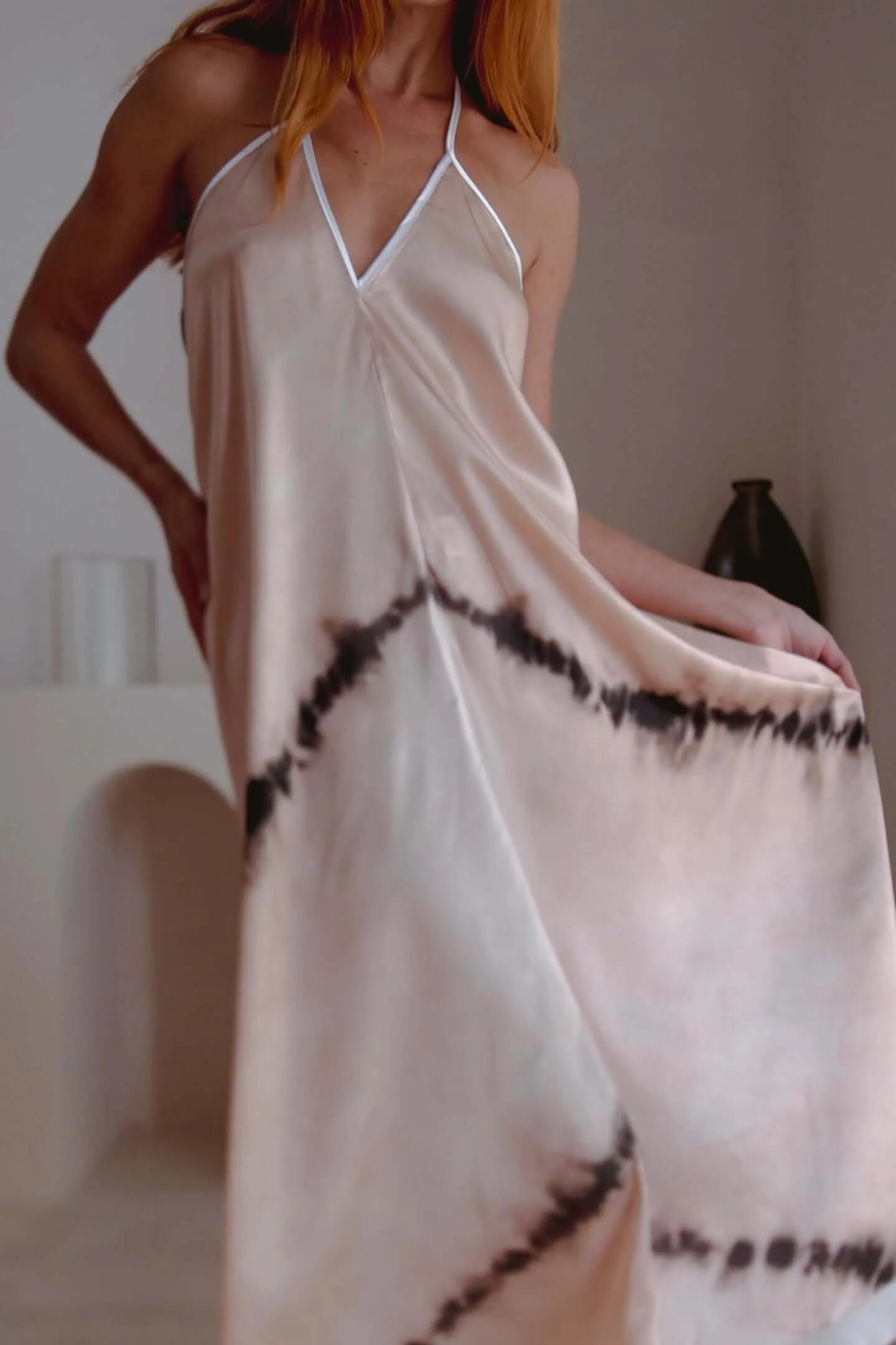 Altair Silk Halter Dress in Shibori