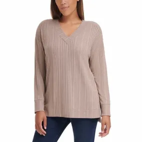 Andrew Marc Women's Ribbed V-Neck Top