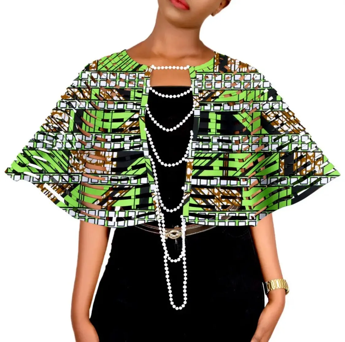 Ankara-Laced Shawl Collar Necklace