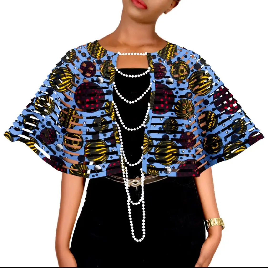 Ankara-Laced Shawl Collar Necklace