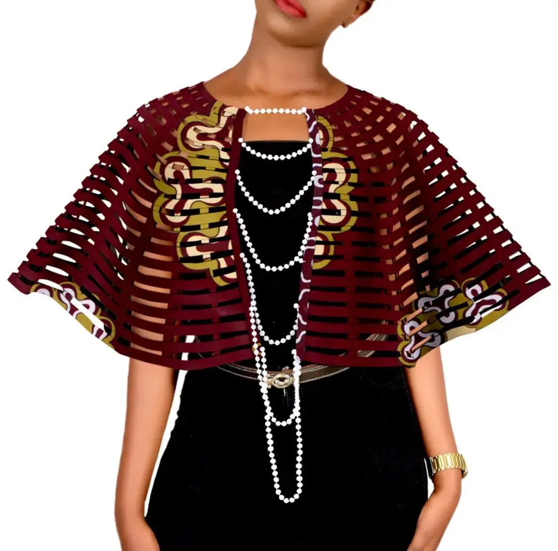 Ankara-Laced Shawl Collar Necklace