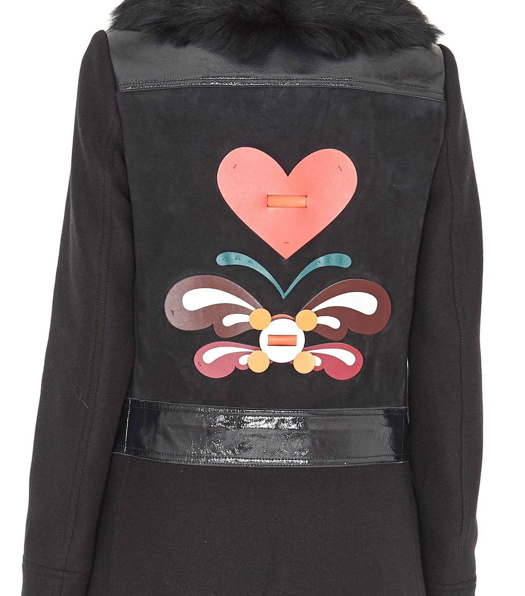 Anya Hindmarch Appliqué Fur Trim Long Coat