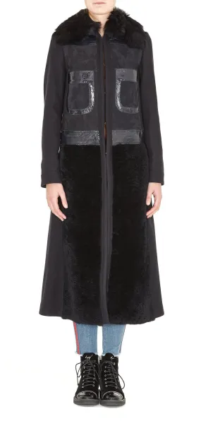 Anya Hindmarch Appliqué Fur Trim Long Coat