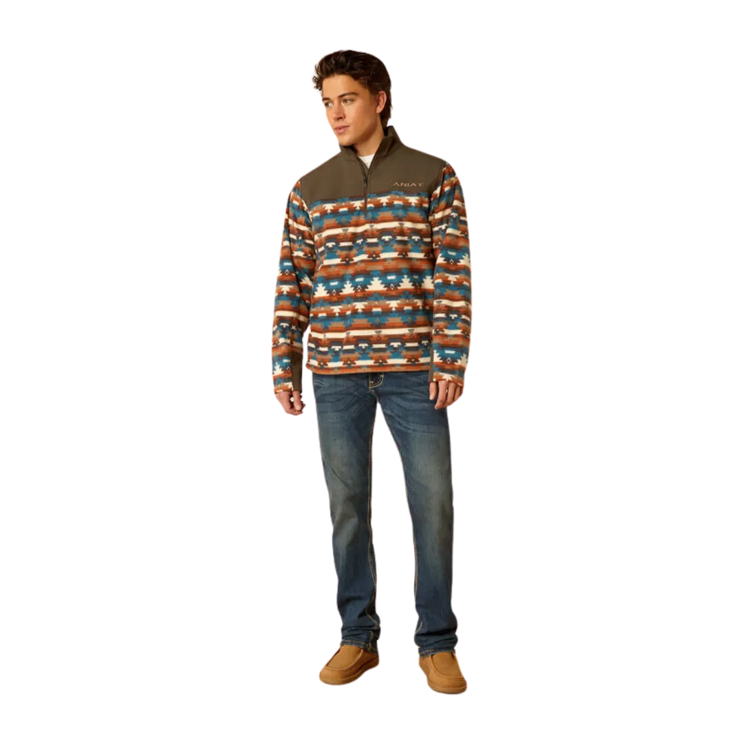 Ariat Men's Basis 2.0 1/4 Zip Turquoise Serape Sweatshirt