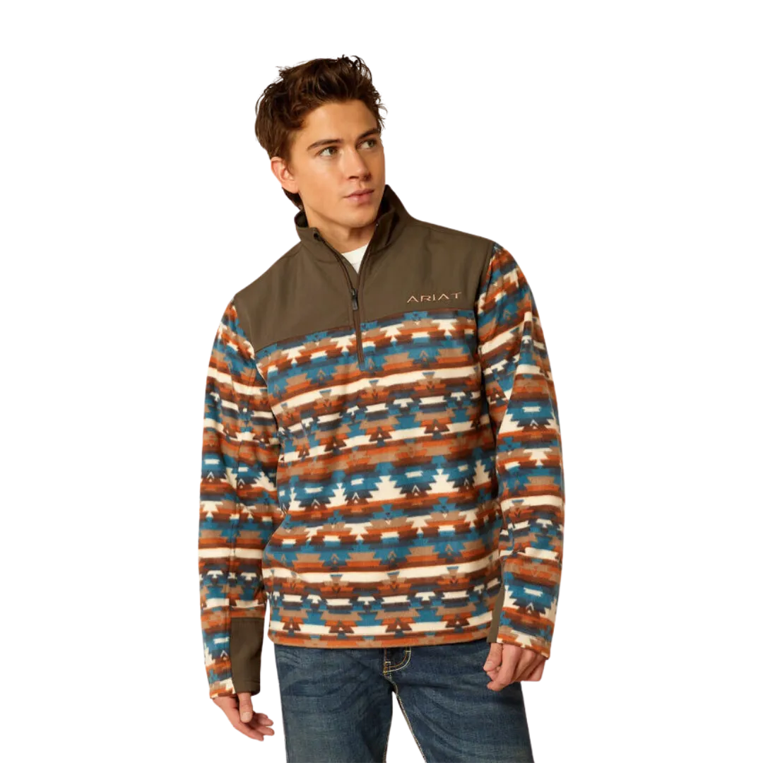 Ariat Men's Basis 2.0 1/4 Zip Turquoise Serape Sweatshirt