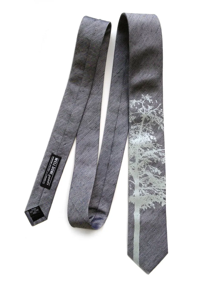 Aspen Linen Necktie. Tree Print Tie