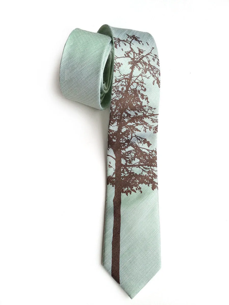 Aspen Linen Necktie. Tree Print Tie