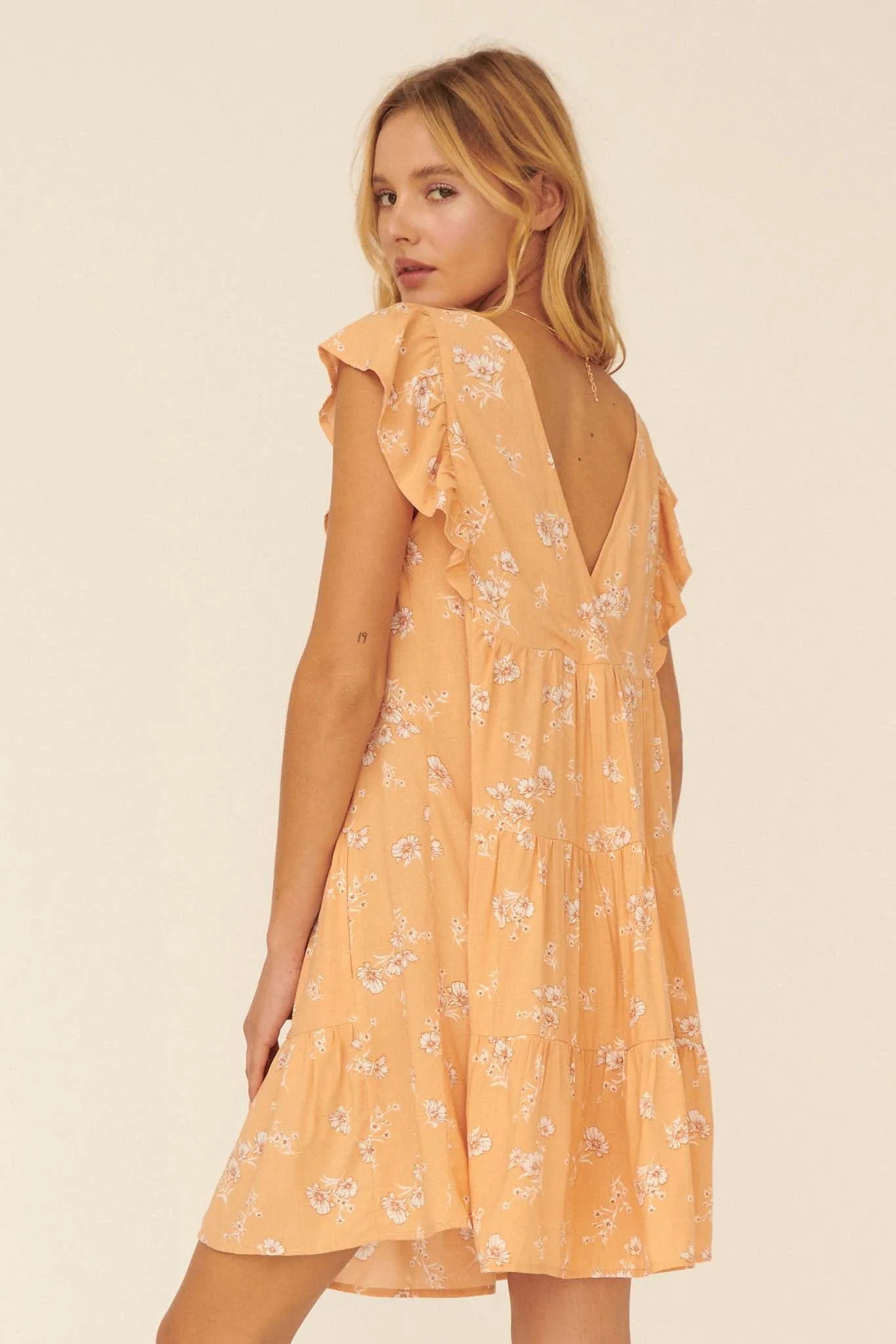 Baby's Breath Ruffled Floral Babydoll Dress