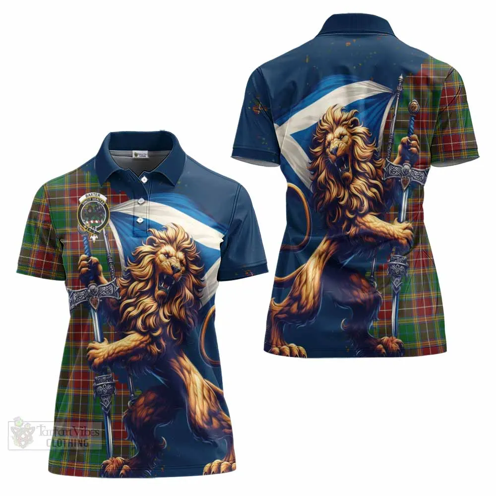 Baxter Tartan Family Crest Women's Polo Shirt with Scottish Majestic Lion