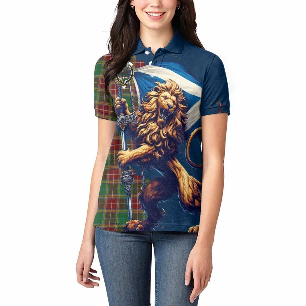 Baxter Tartan Family Crest Women's Polo Shirt with Scottish Majestic Lion