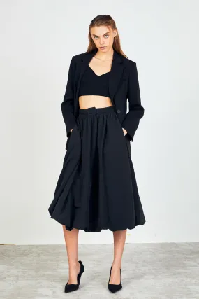 Belted Blouson Midi Skirt