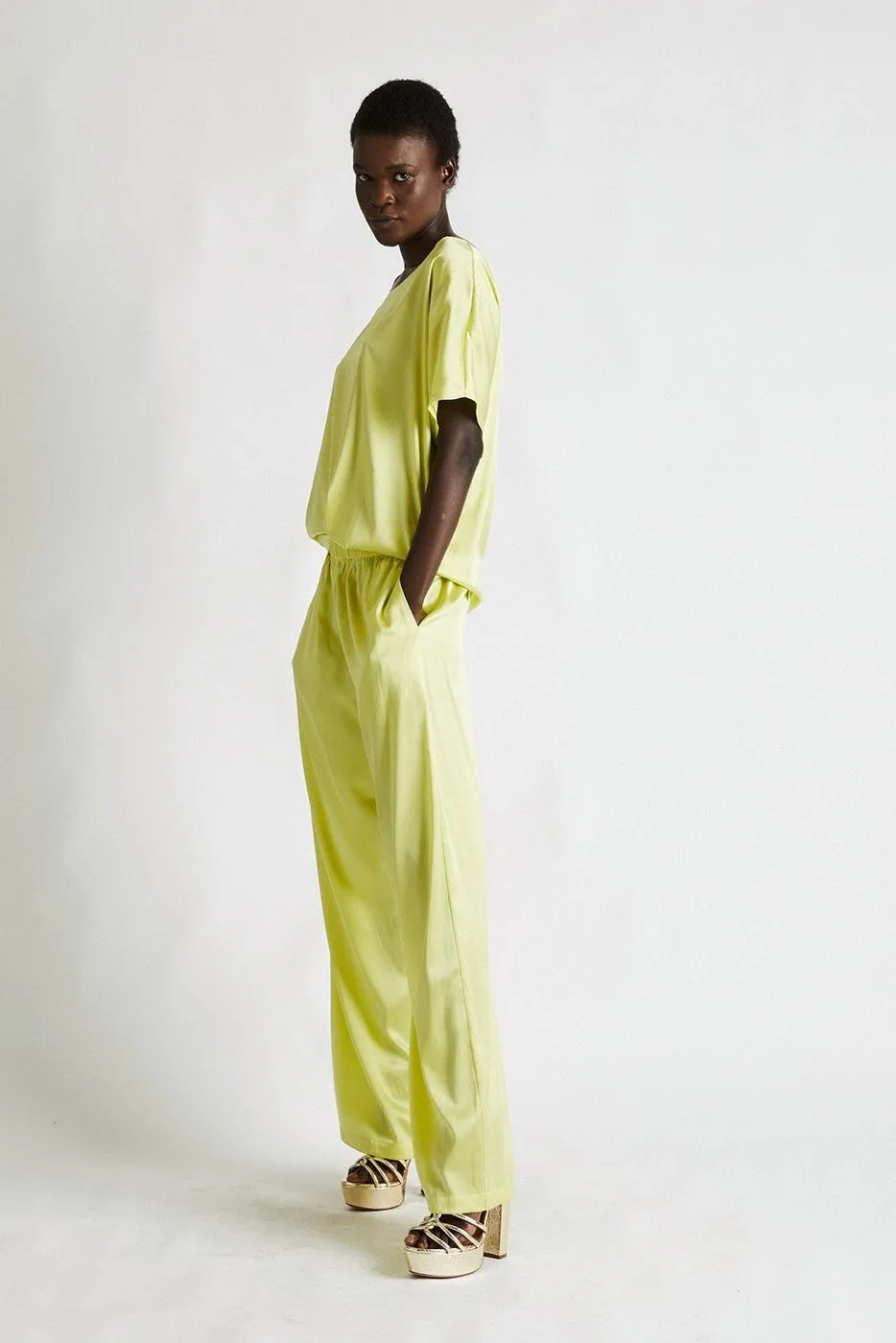   Beryll Lena Silk Pants | Lemon