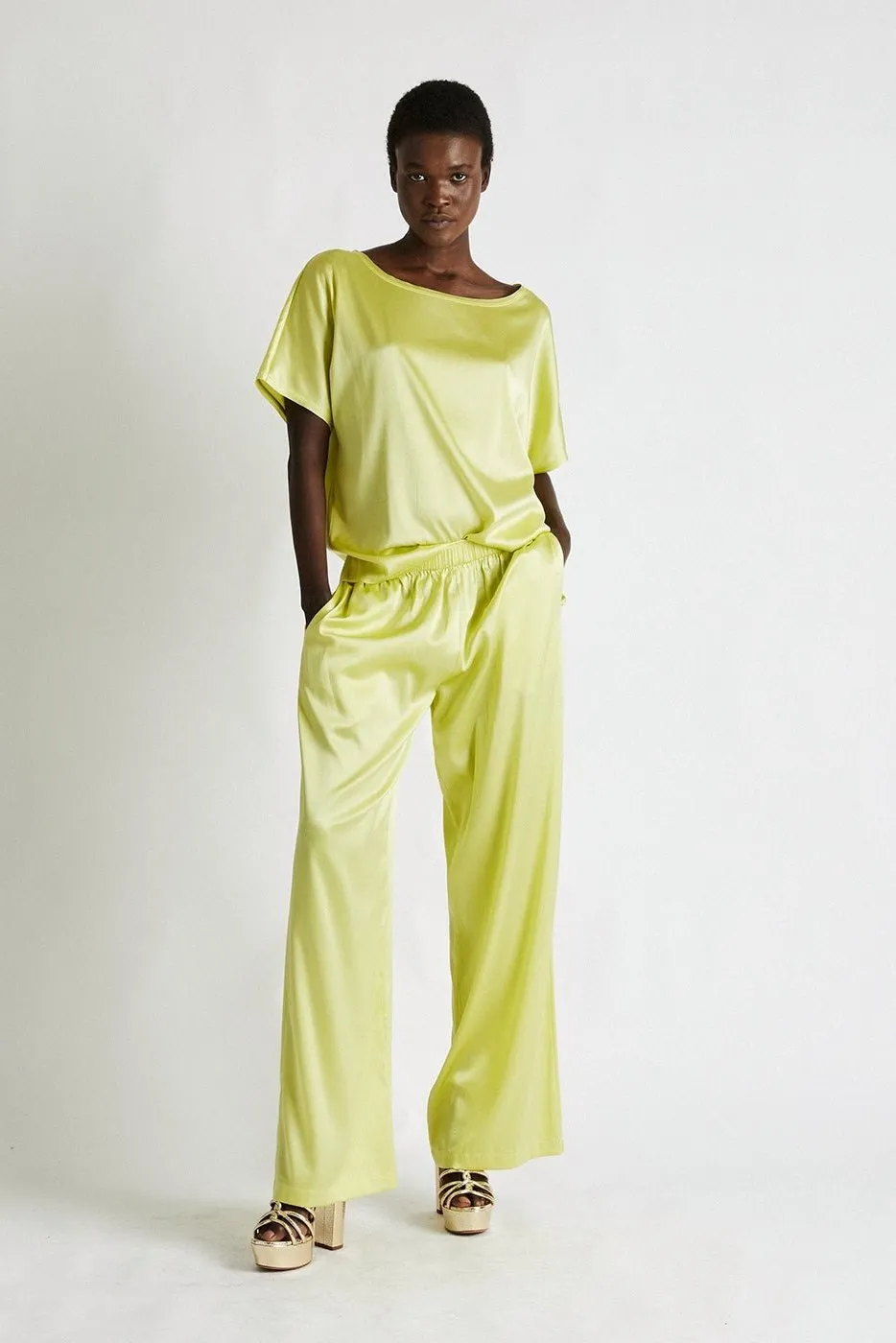   Beryll Lena Silk Pants | Lemon