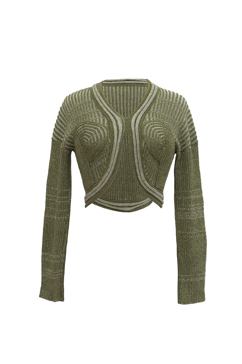 BIGARO LONG SLEEVE GREEN TOP