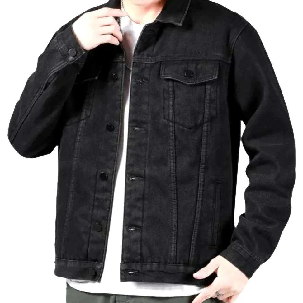 Black insulated men jean jacket