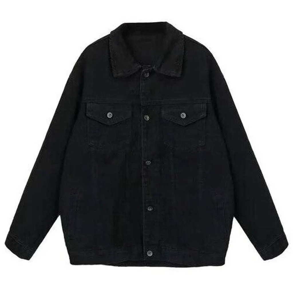 Black oversized women jeans jacket