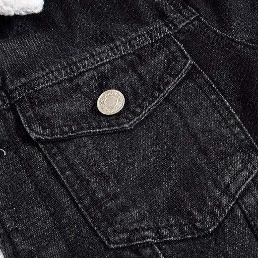 Black winter men denim jacket