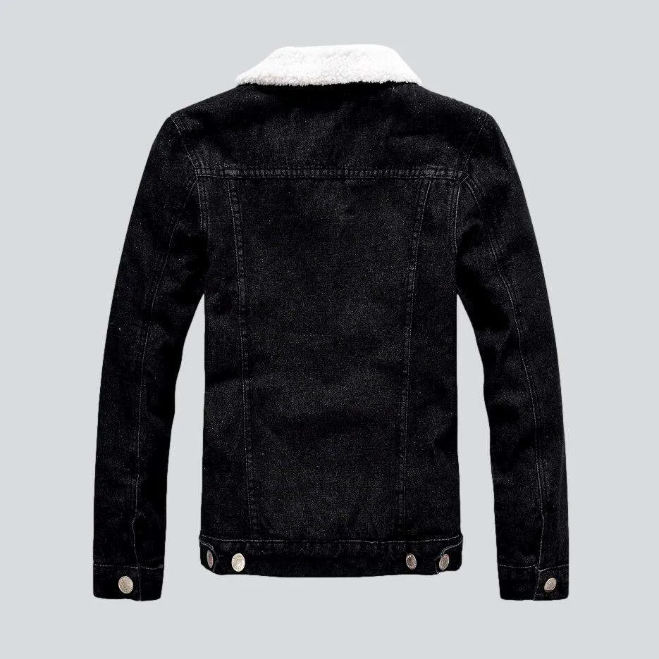 Black winter men denim jacket