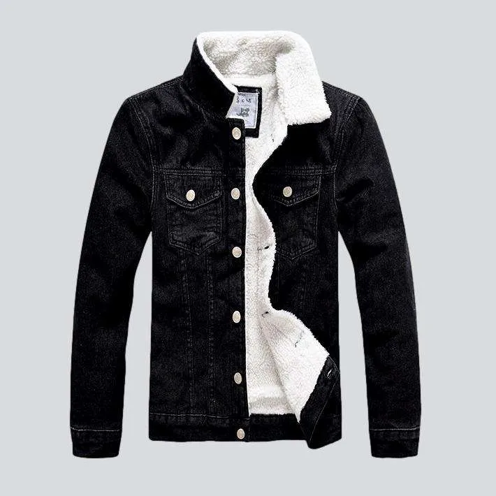 Black winter men denim jacket