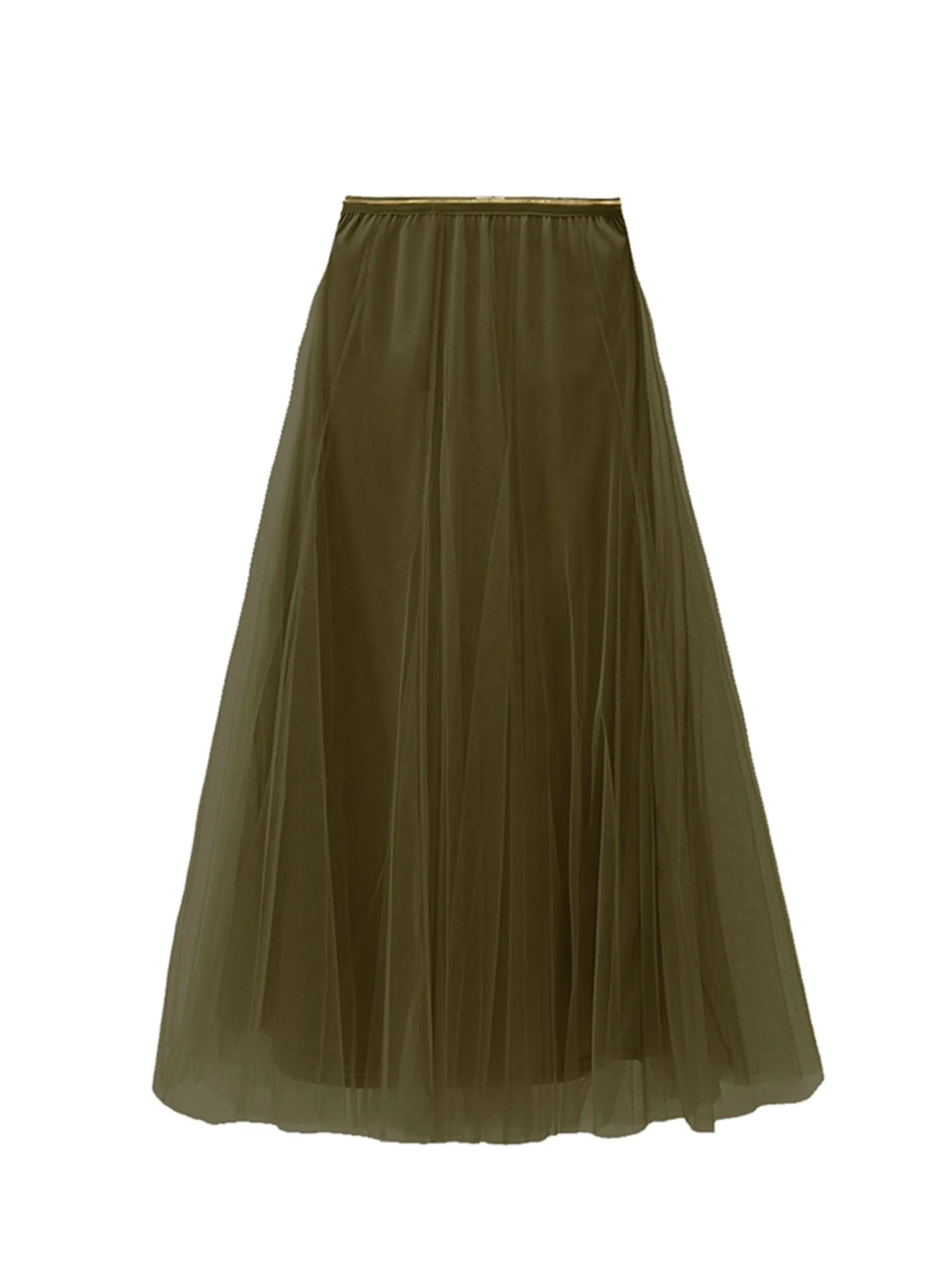 BLUE BASICS Midi Tulle Skirt - Olive