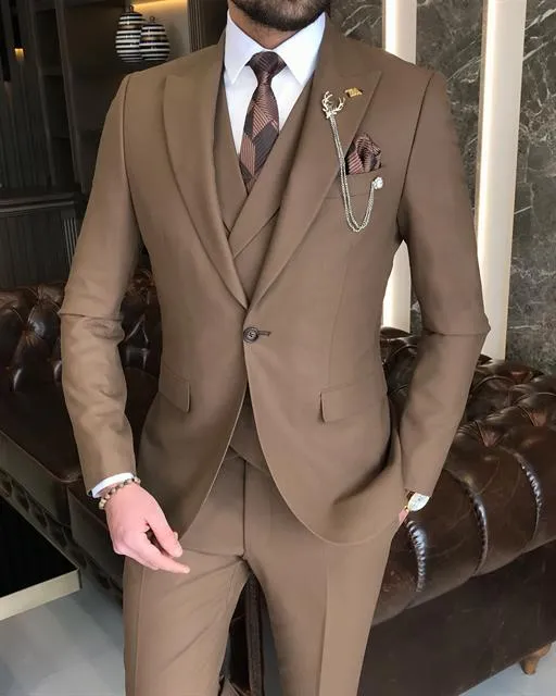 Brown Single Breasted 3 Piece Suit by Italian Vega®