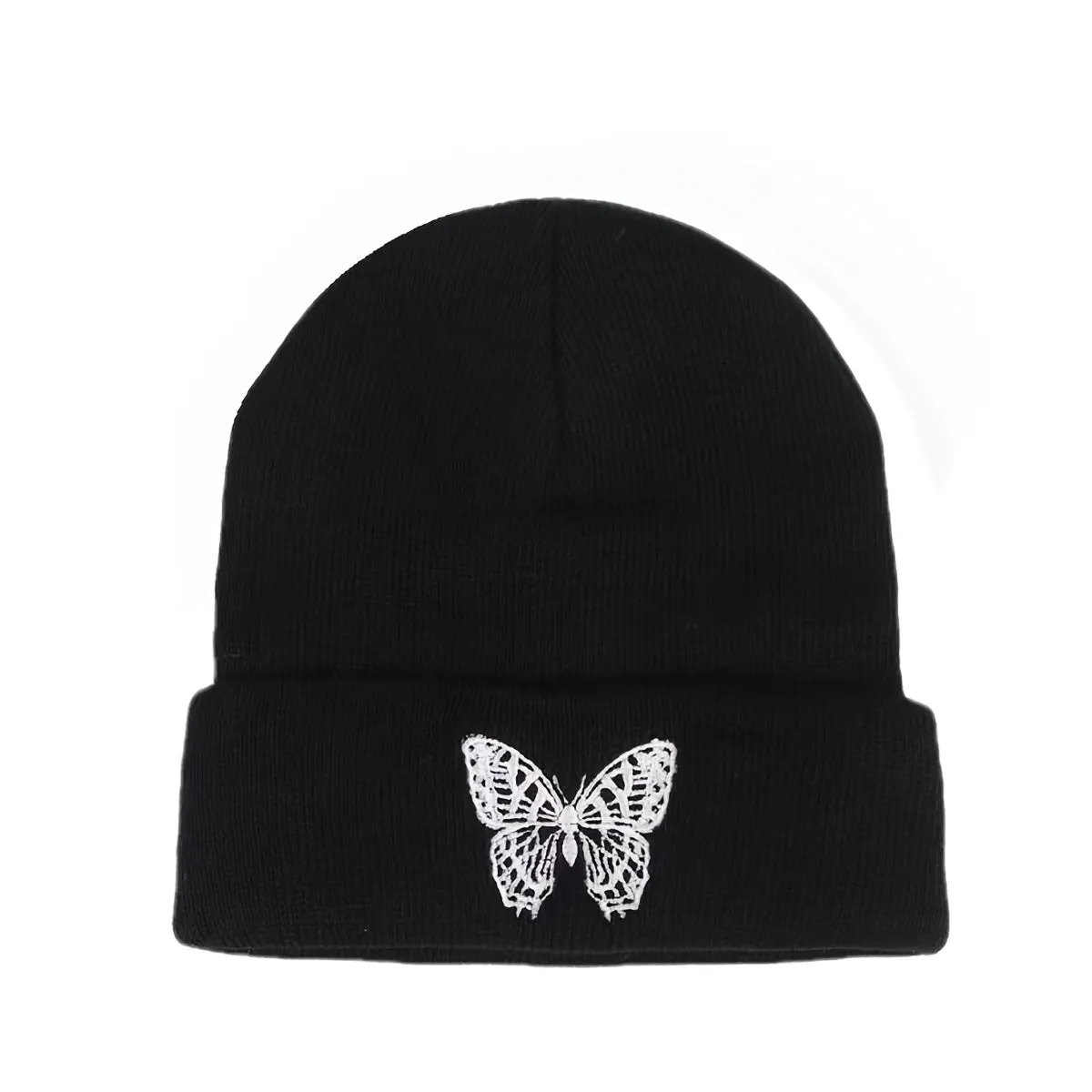 Butterfly Embroidery Couple Beanie Stylish Lightweight Windproof Knit Hat