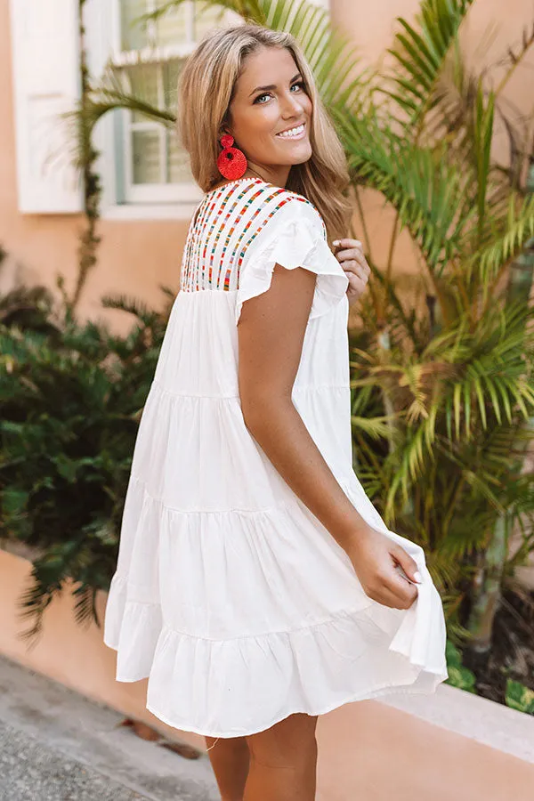 Cabo Cantina Embroidered Shift Dress in White