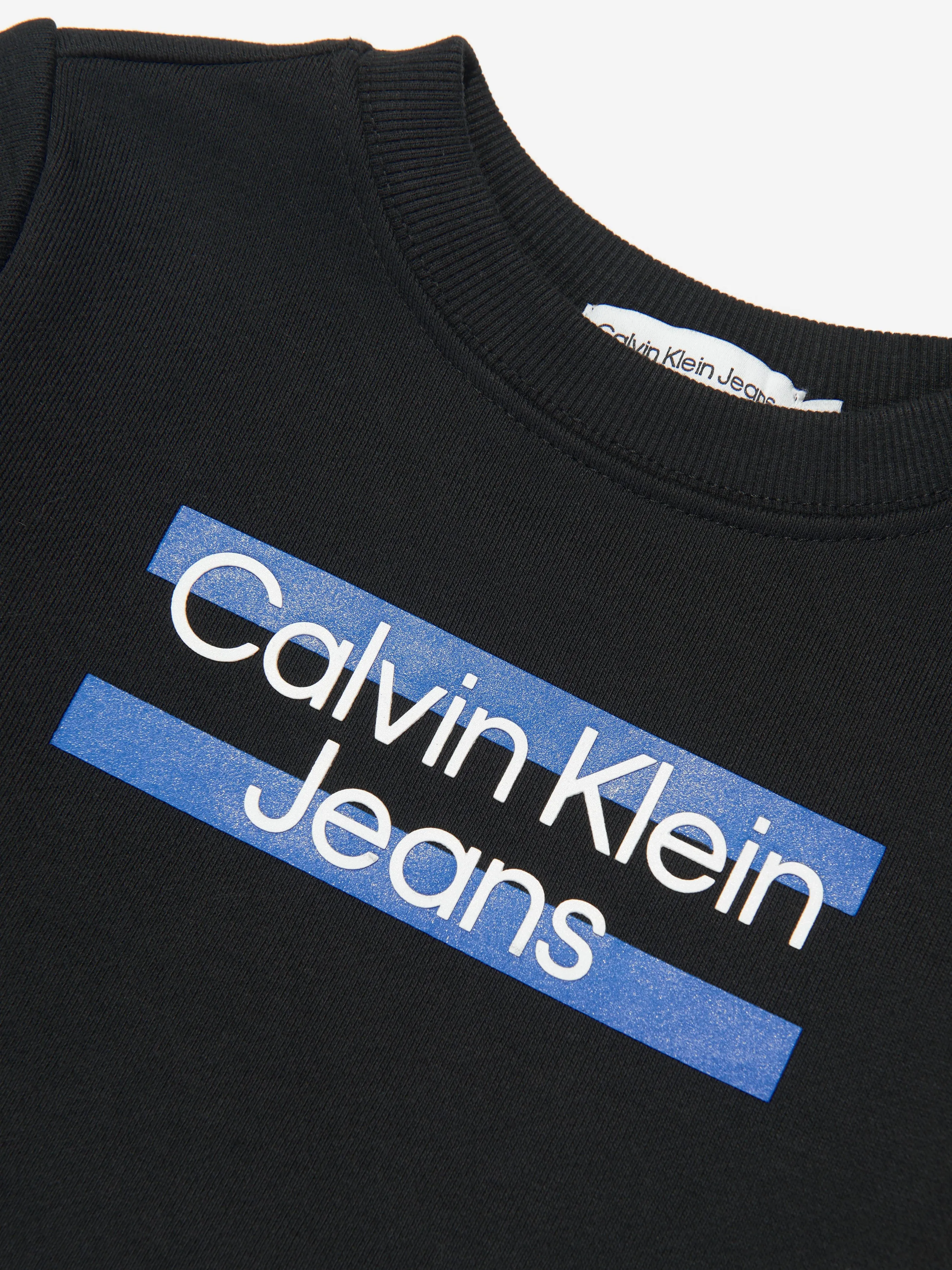 Calvin Klein Boys Maxi Block Logo Sweatshirt in Black