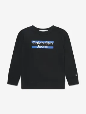 Calvin Klein Boys Maxi Block Logo Sweatshirt in Black