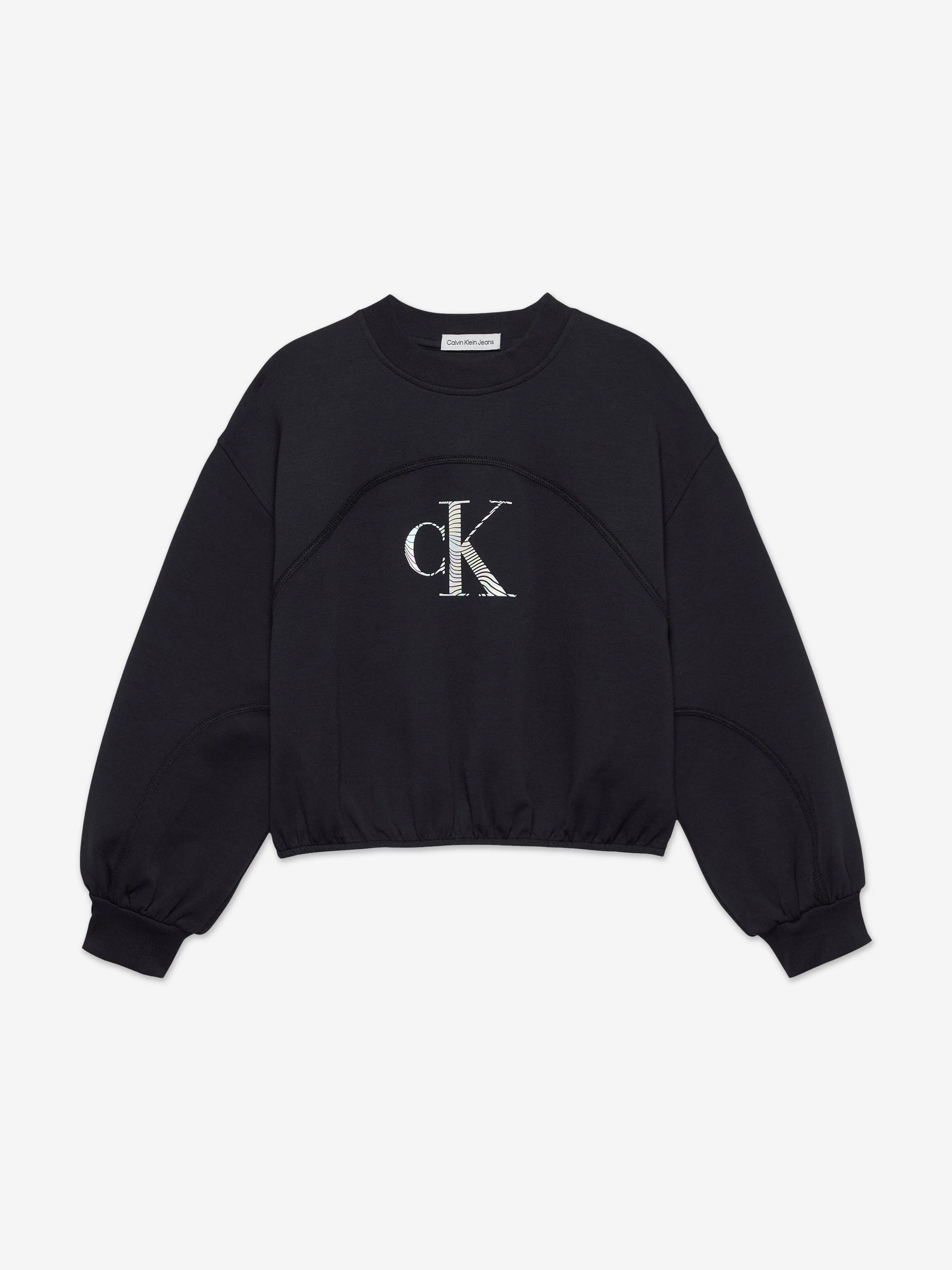 Calvin Klein Girls Iridescent CK Logo Sweatshirt in Black